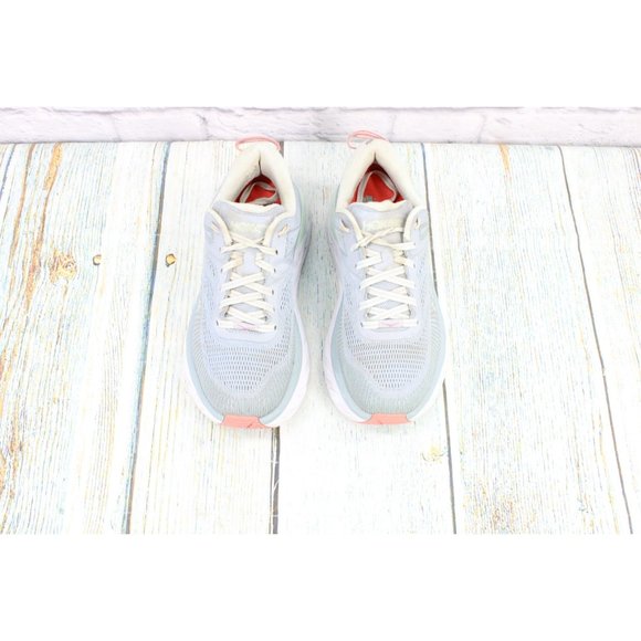 Hoka One One W Bondi 7 Gray Lunar Rock Mesh Breathable Running Shoes 7 D - Picture 5 of 8